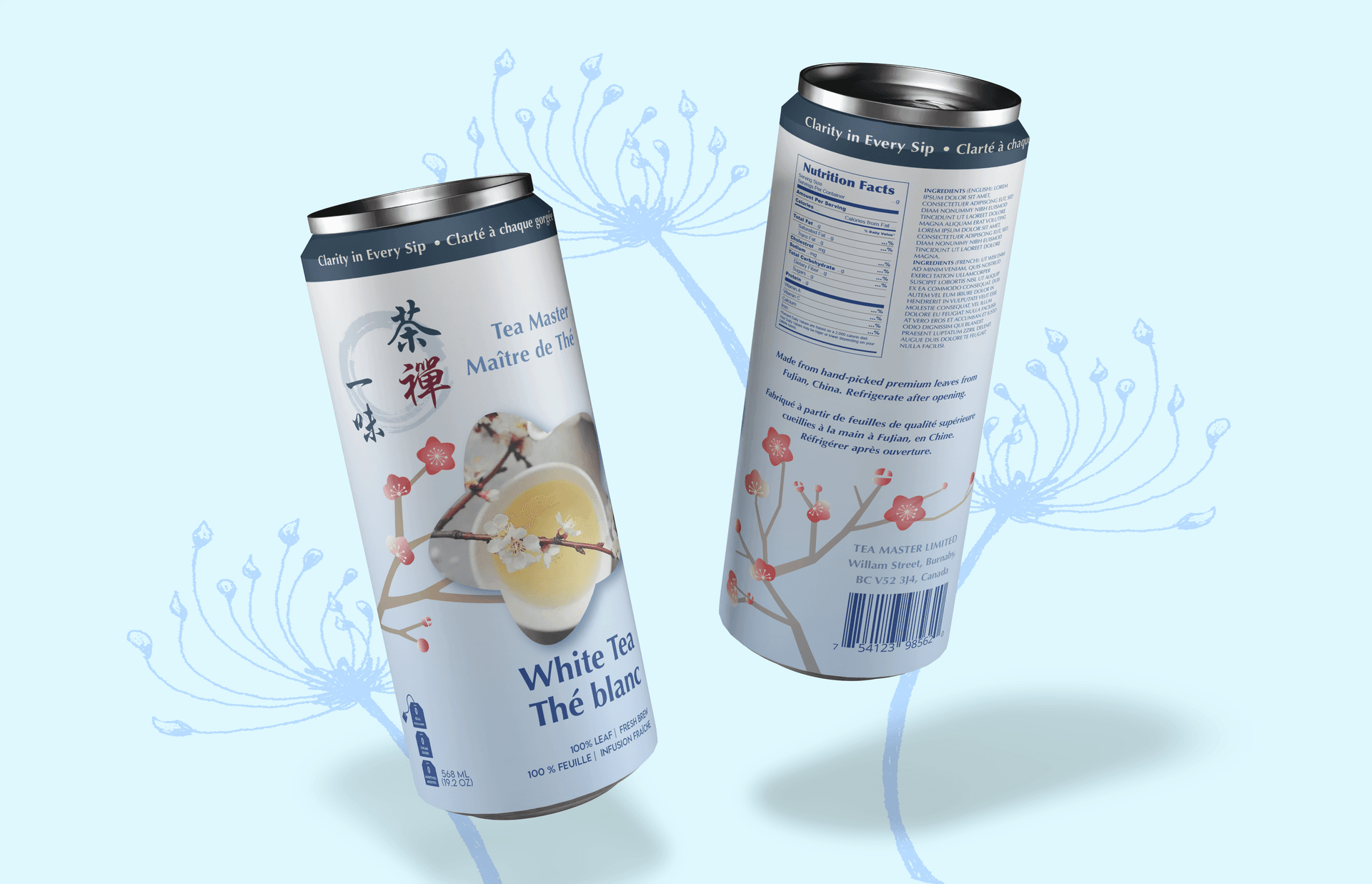 White Tea Can Front and Back